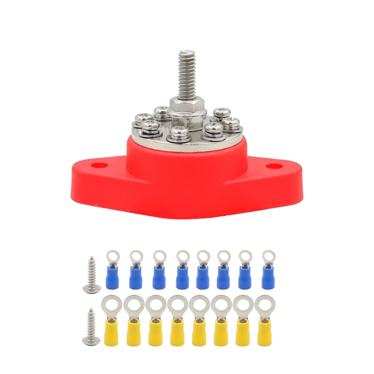 1/4 inch M6 RV Yacht 8-way Terminal Stud with 2 M5x20 Screws + 16pcs Terminals, CP-3063, CP-3064