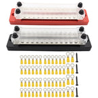 CP-3115 1 Pair 150A 12-48V RV Yacht Double-row 12-way Busbar with 56pcs Terminals, CP-3115