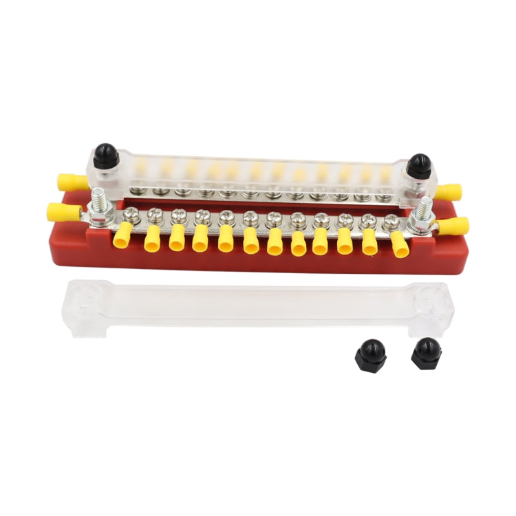 CP-3115 1 Pair 150A 12-48V RV Yacht Double-row 12-way Busbar with 56pcs Terminals, CP-3115