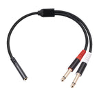 3717 3.5mm Female to 6.35mm 1/4 TS Male Stereo Audio Cable, Length: 30cm, 3.5mm F to 2 x 6.35mm M