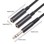 3718 6.35mm Male to Dual Female 1/4 TRS Stereo Audio Cable, Length: 30cm, 6.35mm M to 2 x F 30cm