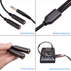 3718 6.35mm Male to Dual Female 1/4 TRS Stereo Audio Cable, Length: 30cm, 6.35mm M to 2 x F 30cm