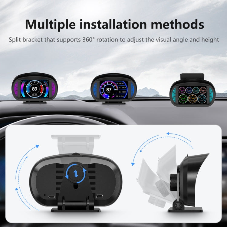 P2 3 inch Multi-function HD OBD LCD Instrument GPS Car Speed Slope Meter HUD Head-up Display, P2