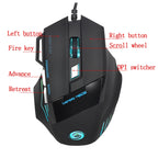 HXSJ A868 7-Keys Colorful Luminous Wired Mouse with Fire Button, A868