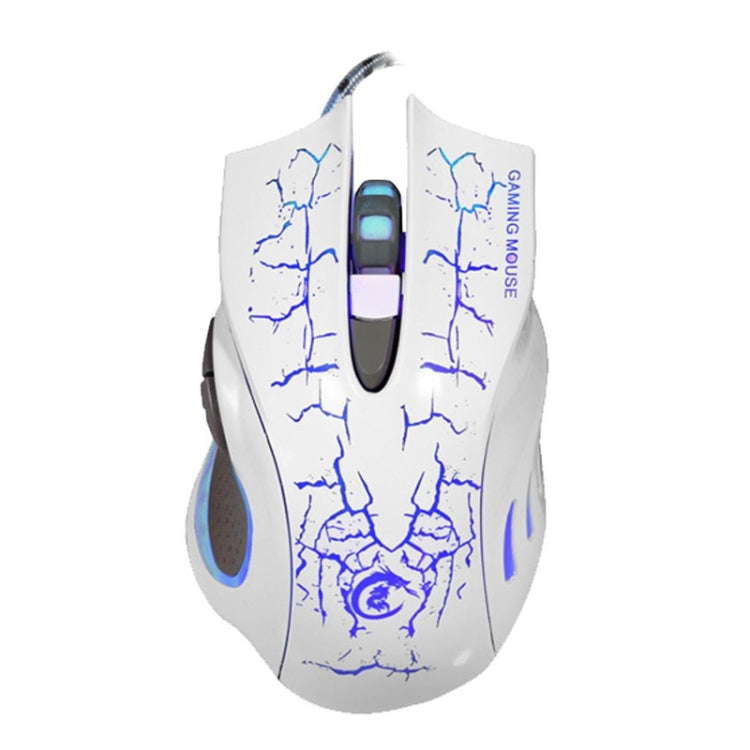 HXSJ A888B 6-keys Crackle Colorful Lighting Wired Gaming Mouse, A888B Black, A888B White