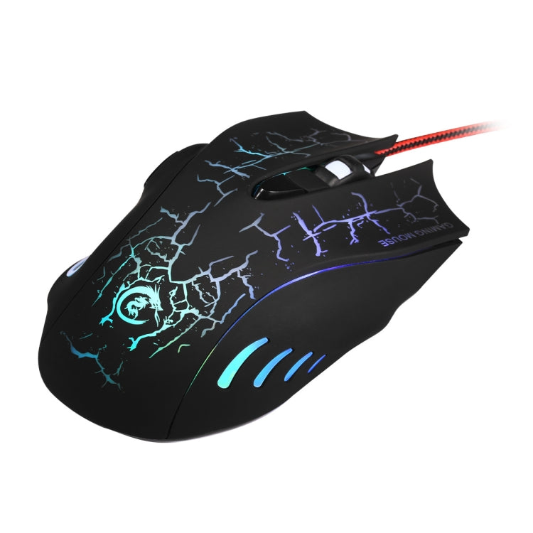 HXSJ A888B 6-keys Crackle Colorful Lighting Wired Gaming Mouse, A888B Black, A888B White