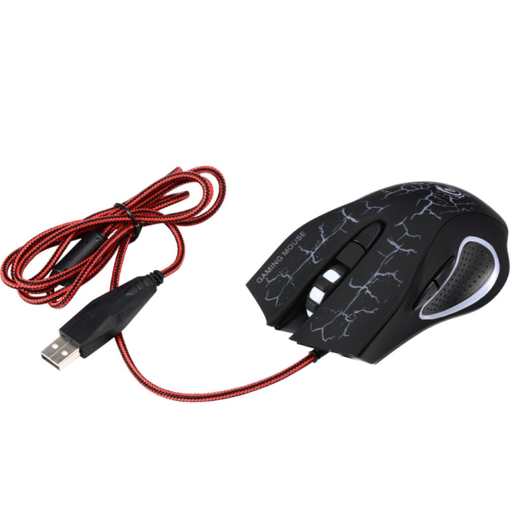 HXSJ A888B 6-keys Crackle Colorful Lighting Wired Gaming Mouse, A888B Black, A888B White