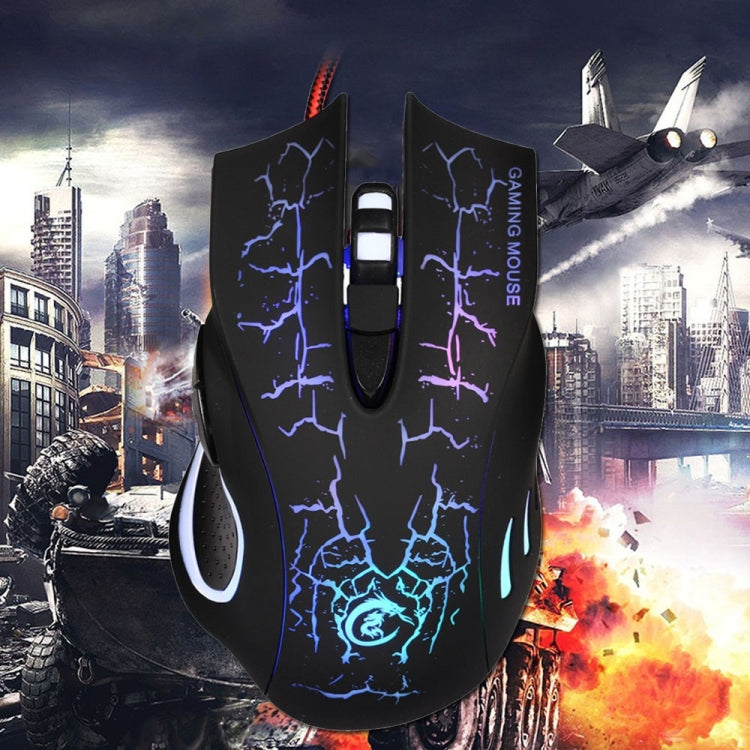 HXSJ A888B 6-keys Crackle Colorful Lighting Wired Gaming Mouse, A888B Black, A888B White