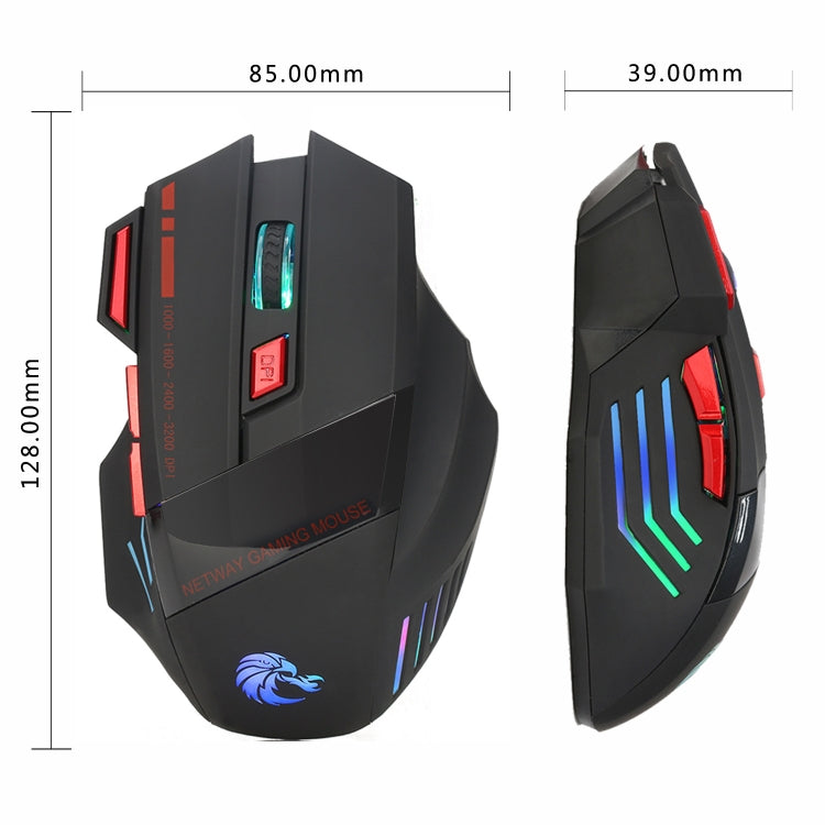 HXSJ A907 7 Keys Colorful Luminous 7D Wired Gaming Mouse, A907 Black, A907 Red