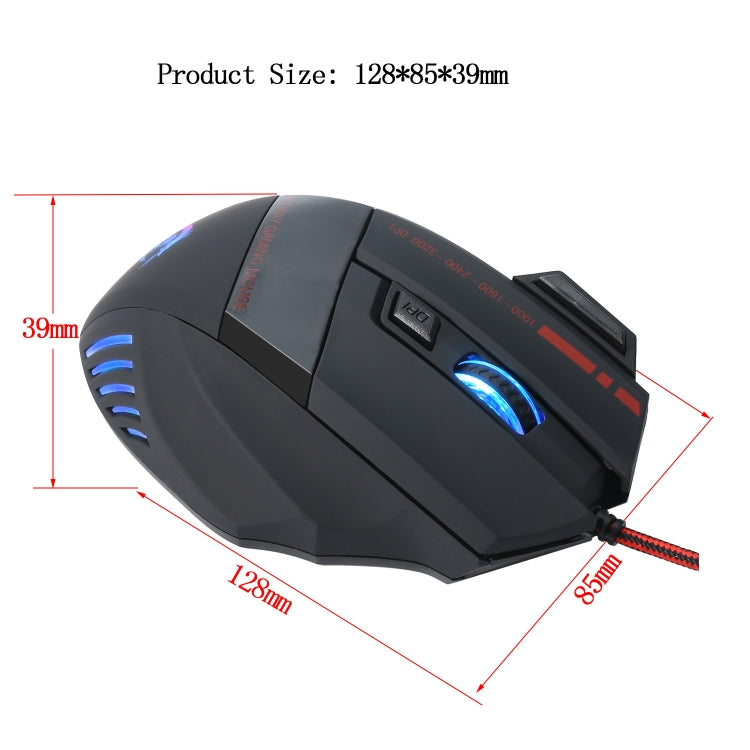 HXSJ A907 7 Keys Colorful Luminous 7D Wired Gaming Mouse, A907 Black, A907 Red