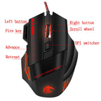 HXSJ A907 7 Keys Colorful Luminous 7D Wired Gaming Mouse, A907 Black, A907 Red
