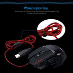 HXSJ A907 7 Keys Colorful Luminous 7D Wired Gaming Mouse, A907 Black, A907 Red