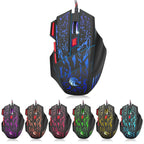 HXSJ H300 7 Keys Flowing Water Crack Colorful Luminous Wired Gaming Mouse, H300
