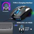HXSJ T300 7 Keys 2400DPI 2.4G Colorful Luminous Wireless Mouse, T300 Black, T300 White
