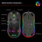 HXSJ X600 6 Keys RGB Luminous Macro Programming Wired Gaming Mouse, X600