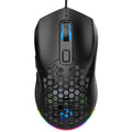 HXSJ X300 7200DPI RGB Backlight Interchangeable Back Cover Hole Gaming Wired Mouse, X300 Black, X300 White