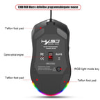 HXSJ X300 7200DPI RGB Backlight Interchangeable Back Cover Hole Gaming Wired Mouse, X300 Black, X300 White