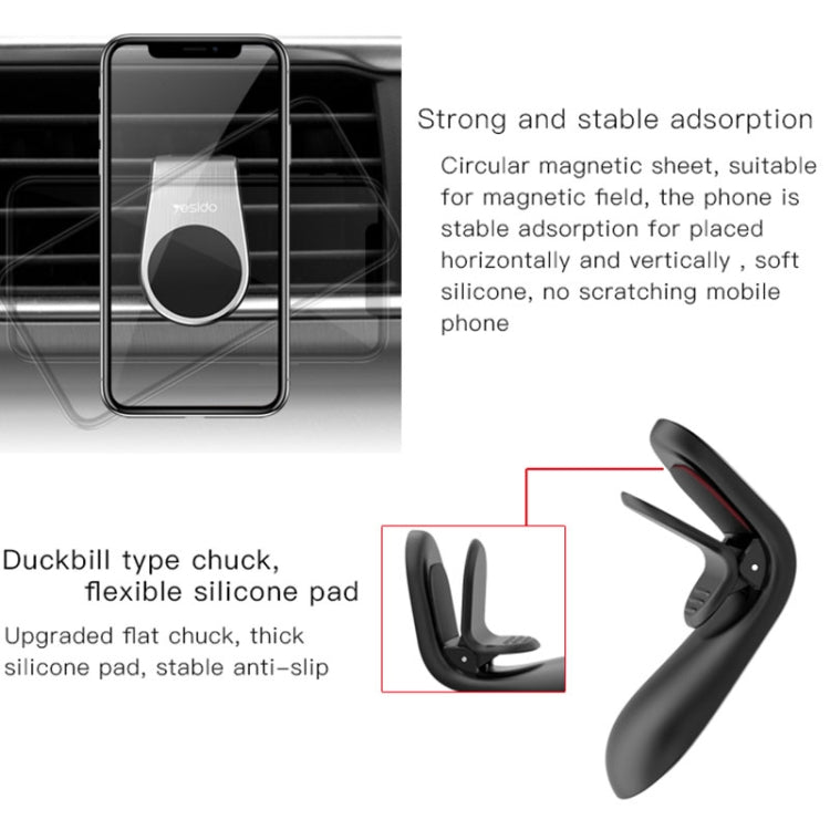 Yesido C64 Car Air Vent Strong Magnetic Phone Holder, C64 (Silver), C64 (Black)