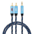 EMK 3.5mm Jack Male to 2 x RCA Male Gold Plated Connector Speaker Audio Cable, 1m, 1.5m, 2m, 3m, 5m