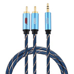 EMK 3.5mm Jack Male to 2 x RCA Male Gold Plated Connector Speaker Audio Cable, 1m, 1.5m, 2m, 3m, 5m