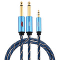EMK 3.5mm Jack Male to 2 x 6.35mm Jack Male Gold Plated Connector Nylon Braid AUX Cable for Computer / X-BOX / PS3 / CD / DVD, 1m, 1.5m, 2m, 3m, 5m