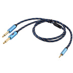 EMK 3.5mm Jack Male to 2 x 6.35mm Jack Male Gold Plated Connector Nylon Braid AUX Cable for Computer / X-BOX / PS3 / CD / DVD, 1m, 1.5m, 2m, 3m, 5m
