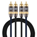 EMK 2 x RCA Male to 2 x RCA Male Gold Plated Connector Nylon Braid Coaxial Audio Cable for TV / Amplifier / Home Theater / DVD, 1m, 1.5m, 2m, 3m, 5m