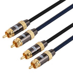 EMK 2 x RCA Male to 2 x RCA Male Gold Plated Connector Nylon Braid Coaxial Audio Cable for TV / Amplifier / Home Theater / DVD, 1m, 1.5m, 2m, 3m, 5m