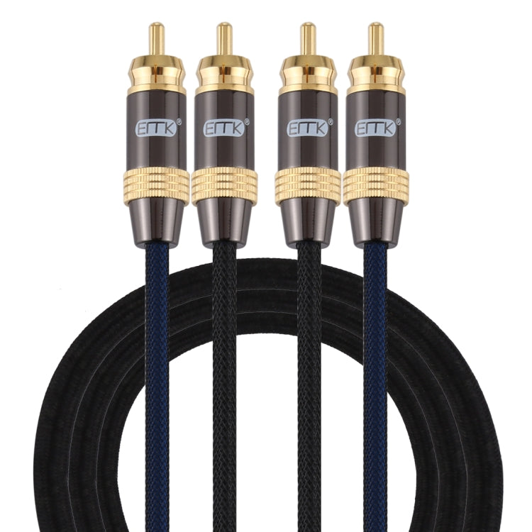 EMK 2 x RCA Male to 2 x RCA Male Gold Plated Connector Nylon Braid Coaxial Audio Cable for TV / Amplifier / Home Theater / DVD, 1m, 1.5m, 2m, 3m, 5m