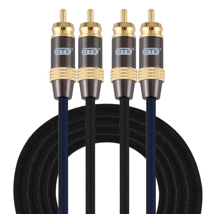 EMK 2 x RCA Male to 2 x RCA Male Gold Plated Connector Nylon Braid Coaxial Audio Cable for TV / Amplifier / Home Theater / DVD, 1m, 1.5m, 2m, 3m, 5m