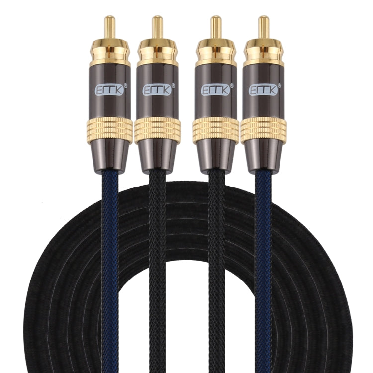 EMK 2 x RCA Male to 2 x RCA Male Gold Plated Connector Nylon Braid Coaxial Audio Cable for TV / Amplifier / Home Theater / DVD, 1m, 1.5m, 2m, 3m, 5m