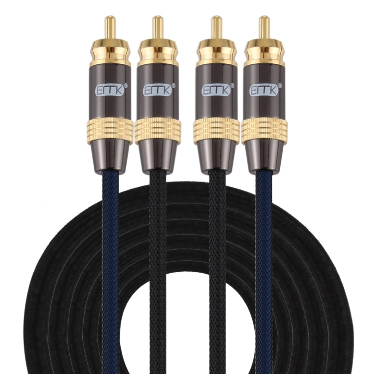 EMK 2 x RCA Male to 2 x RCA Male Gold Plated Connector Nylon Braid Coaxial Audio Cable for TV / Amplifier / Home Theater / DVD, 1m, 1.5m, 2m, 3m, 5m