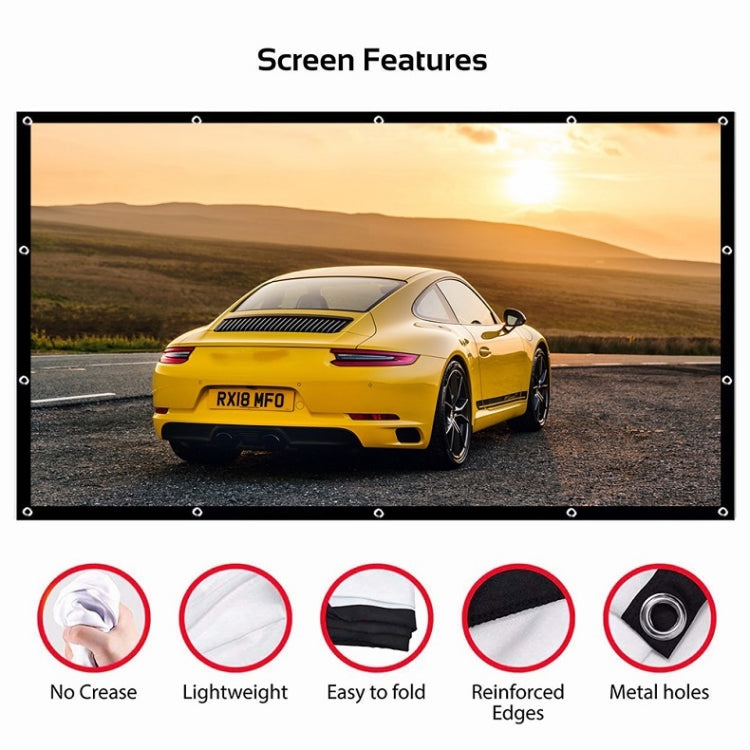 Simple Folding Thin Polyester Projector Film Curtain, 30 inch 16:9, 150 inch 4:3, 180 inch 16:9, 150 inch 16:9, 200 inch 16:9