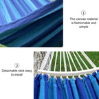 Outdoor Double Thickened Canvas Hammock Indoor Swing with Detachable Curved Rod, 190x100cm