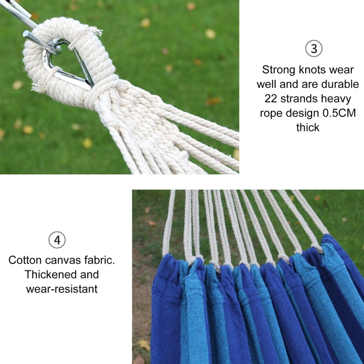 Outdoor Double Thickened Canvas Hammock Indoor Swing with Detachable Curved Rod, 190x100cm
