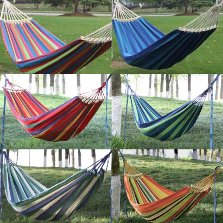Outdoor Double Thickened Canvas Hammock Indoor Swing with Detachable Curved Rod, 190x100cm