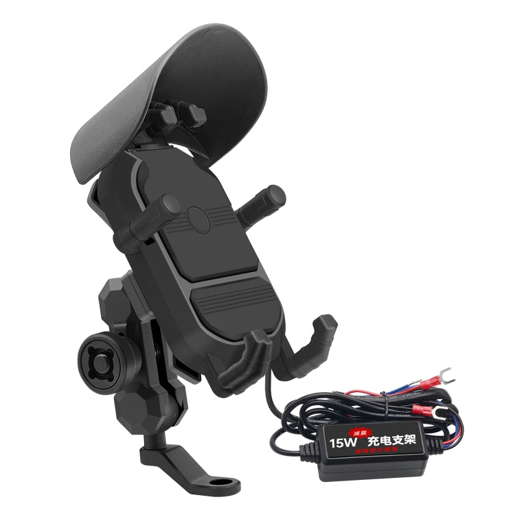 WUPP CS-1848B1 15W Motorcycle Wireless Fast Charging Phone Navigation Holder, Rearview Mirror Type