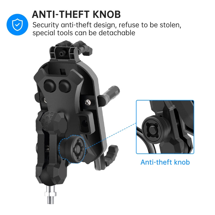 WUPP ZH-1848A1 Motorcycle Shock Absorption Riding Phone Navigation Holder, M8 Ball Joint, M10 Ball Joint
