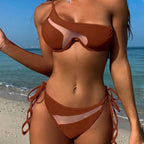 Mesh Two-pieces Steel Bracket Gather Bikini Swimsuit, S, M, L