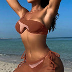 Mesh Two-pieces Steel Bracket Gather Bikini Swimsuit, S, M, L