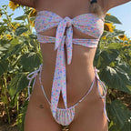 Sexy Strap Ties Thong Backless Two Piece Bikini Swimsuit, S, M, L