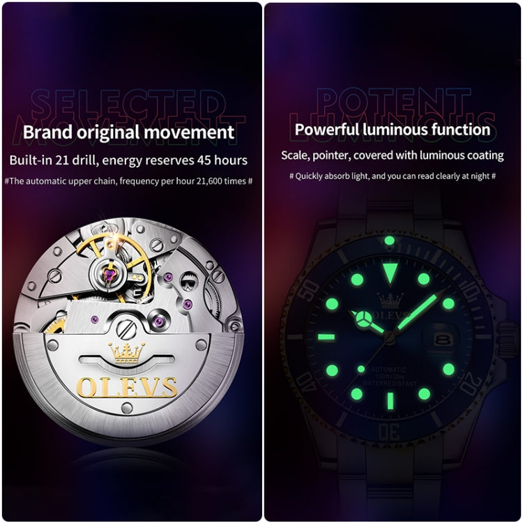 OLEVS 6650 Men Luminous Waterproof Mechanical Watch