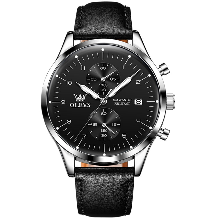 OLEVS 2880 Men Multifunctional Business Waterproof Leather Strap Quartz Watch