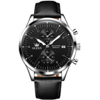 OLEVS 2880 Men Multifunctional Business Waterproof Leather Strap Quartz Watch