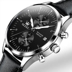 OLEVS 2880 Men Multifunctional Business Waterproof Leather Strap Quartz Watch