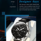 OLEVS 2880 Men Multifunctional Business Waterproof Leather Strap Quartz Watch