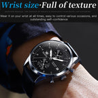 OLEVS 2880 Men Multifunctional Business Waterproof Leather Strap Quartz Watch