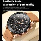 OLEVS 9957 Men Luminous Waterproof Leather Strap Quartz Watch