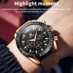 OLEVS 9957 Men Luminous Waterproof Leather Strap Quartz Watch