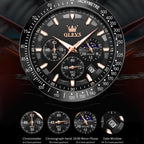 OLEVS 9957 Men Luminous Waterproof Leather Strap Quartz Watch